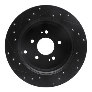 Hyundai Santa Fe Brake Rotor (1) - Rear Right - R1 Concepts - Drilled & Slotted - Black - `07-`09